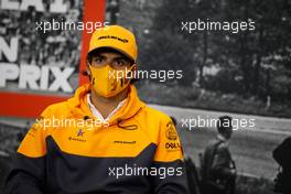 Carlos Sainz Jr (ESP) McLaren in the FIA Press Conference. 27.08.2020. Formula 1 World Championship, Rd 7, Belgian Grand Prix, Spa Francorchamps, Belgium, Preparation Day.