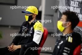 (L to R): Esteban Ocon (FRA) Renault F1 Team and team mate Daniel Ricciardo (AUS) Renault F1 Team in the FIA Press Conference. 27.08.2020. Formula 1 World Championship, Rd 7, Belgian Grand Prix, Spa Francorchamps, Belgium, Preparation Day.