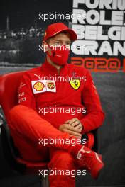 Sebastian Vettel (GER) Ferrari in the FIA Press Conference. 27.08.2020. Formula 1 World Championship, Rd 7, Belgian Grand Prix, Spa Francorchamps, Belgium, Preparation Day.