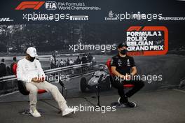 (L to R): Lewis Hamilton (GBR) Mercedes AMG F1 and Valtteri Bottas (FIN) Mercedes AMG F1 in the FIA Press Conference. 27.08.2020. Formula 1 World Championship, Rd 7, Belgian Grand Prix, Spa Francorchamps, Belgium, Preparation Day.