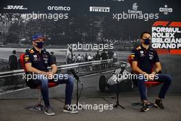 (L to R): Max Verstappen (NLD) Red Bull Racing and Alexander Albon (THA) Red Bull Racing in the FIA Press Conference. 27.08.2020. Formula 1 World Championship, Rd 7, Belgian Grand Prix, Spa Francorchamps, Belgium, Preparation Day.