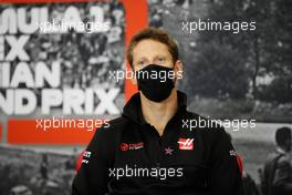 Romain Grosjean (FRA) Haas F1 Team in the FIA Press Conference. 27.08.2020. Formula 1 World Championship, Rd 7, Belgian Grand Prix, Spa Francorchamps, Belgium, Preparation Day.