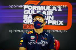 Alexander Albon (THA) Red Bull Racing in the post race FIA Press Conference. 29.11.2020. Formula 1 World Championship, Rd 15, Bahrain Grand Prix, Sakhir, Bahrain, Race Day.