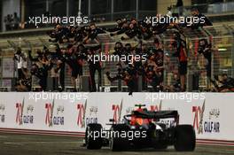 Third placed Alexander Albon (THA) Red Bull Racing RB16 at the end of the race. 29.11.2020. Formula 1 World Championship, Rd 15, Bahrain Grand Prix, Sakhir, Bahrain, Race Day.