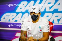Lewis Hamilton (GBR) Mercedes AMG F1 in the post race FIA Press Conference. 29.11.2020. Formula 1 World Championship, Rd 15, Bahrain Grand Prix, Sakhir, Bahrain, Race Day.