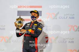 Alexander Albon (THA) Red Bull Racing celebrates his third position on the podium. 29.11.2020. Formula 1 World Championship, Rd 15, Bahrain Grand Prix, Sakhir, Bahrain, Race Day.