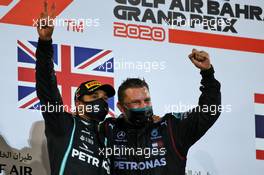 Race winner Lewis Hamilton (GBR) Mercedes AMG F1 celebrates on the podium. 29.11.2020. Formula 1 World Championship, Rd 15, Bahrain Grand Prix, Sakhir, Bahrain, Race Day.