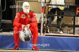 Sebastian Vettel (GER) Ferrari in the pits while the race is stopped. 29.11.2020. Formula 1 World Championship, Rd 15, Bahrain Grand Prix, Sakhir, Bahrain, Race Day.