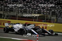 Nicholas Latifi (CDN) Williams Racing FW43 and Kevin Magnussen (DEN) Haas VF-20 battle for position. 29.11.2020. Formula 1 World Championship, Rd 15, Bahrain Grand Prix, Sakhir, Bahrain, Race Day.
