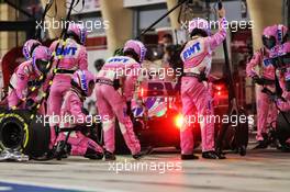 Sergio Perez (MEX) Racing Point F1 Team RP19 makes a pit stop. 29.11.2020. Formula 1 World Championship, Rd 15, Bahrain Grand Prix, Sakhir, Bahrain, Race Day.
