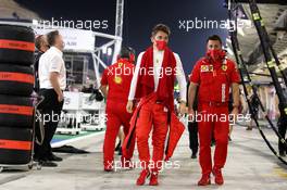 Charles Leclerc (MON) Ferrari in the pits while the race is stopped. 29.11.2020. Formula 1 World Championship, Rd 15, Bahrain Grand Prix, Sakhir, Bahrain, Race Day.