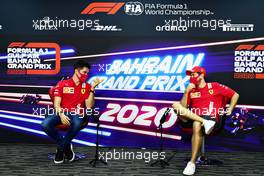 (L to R): Charles Leclerc (MON) Ferrari and team mate Sebastian Vettel (GER) Ferrari in the FIA Press Conference. 26.11.2020. Formula 1 World Championship, Rd 15, Bahrain Grand Prix, Sakhir, Bahrain, Preparation Day.