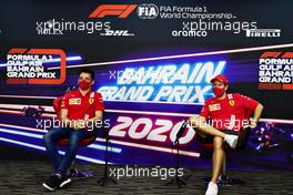 (L to R): Charles Leclerc (MON) Ferrari and team mate Sebastian Vettel (GER) Ferrari in the FIA Press Conference. 26.11.2020. Formula 1 World Championship, Rd 15, Bahrain Grand Prix, Sakhir, Bahrain, Preparation Day.