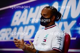 Lewis Hamilton (GBR) Mercedes AMG F1 in the FIA Press Conference. 26.11.2020. Formula 1 World Championship, Rd 15, Bahrain Grand Prix, Sakhir, Bahrain, Preparation Day.