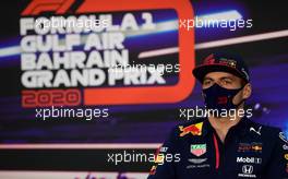 Max Verstappen (NLD) Red Bull Racing in the FIA Press Conference. 26.11.2020. Formula 1 World Championship, Rd 15, Bahrain Grand Prix, Sakhir, Bahrain, Preparation Day.