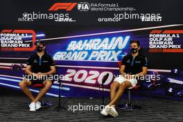 (L to R): Nicholas Latifi (CDN) Williams Racing and team mate George Russell (GBR) Williams Racing in the FIA Press Conference. 26.11.2020. Formula 1 World Championship, Rd 15, Bahrain Grand Prix, Sakhir, Bahrain, Preparation Day.
