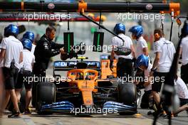Lando Norris (GBR) McLaren MCL35 in the pits. 14.08.2020 Formula 1 World Championship, Rd 6, Spanish Grand Prix, Barcelona, Spain, Practice Day.