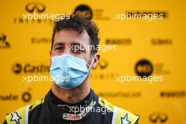 Daniel Ricciardo (AUS) Renault F1 Team with the media. 14.08.2020 Formula 1 World Championship, Rd 6, Spanish Grand Prix, Barcelona, Spain, Practice Day.