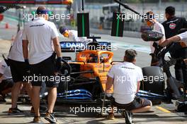 Carlos Sainz Jr (ESP) McLaren MCL35 in the pits. 14.08.2020 Formula 1 World Championship, Rd 6, Spanish Grand Prix, Barcelona, Spain, Practice Day.