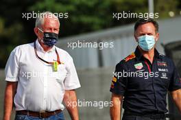 (L to R): Dr Helmut Marko (AUT) Red Bull Motorsport Consultant and Christian Horner (GBR) Red Bull Racing Team Principal. 14.08.2020 Formula 1 World Championship, Rd 6, Spanish Grand Prix, Barcelona, Spain, Practice Day.