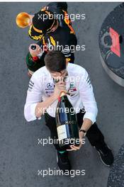 Mercedes AMG F1 celebrate on the podium. 16.08.2020. Formula 1 World Championship, Rd 6, Spanish Grand Prix, Barcelona, Spain, Race Day.