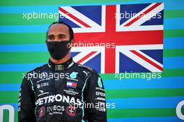 Race winner Lewis Hamilton (GBR) Mercedes AMG F1 on the podium. 16.08.2020. Formula 1 World Championship, Rd 6, Spanish Grand Prix, Barcelona, Spain, Race Day.