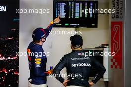 (L to R): Max Verstappen (NLD) Red Bull Racing and Valtteri Bottas (FIN) Mercedes AMG F1 in the post race FIA Press Conference. 16.08.2020. Formula 1 World Championship, Rd 6, Spanish Grand Prix, Barcelona, Spain, Race Day.