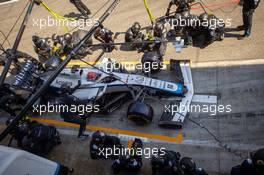 George Russell (GBR) Williams Racing FW43 makes a pit stop. 16.08.2020. Formula 1 World Championship, Rd 6, Spanish Grand Prix, Barcelona, Spain, Race Day.