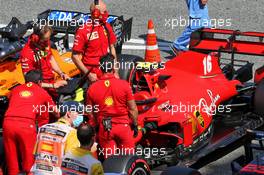 Ferrari SF1000 of Charles Leclerc (MON) in qualifying parc ferme with rear wing DRS open. 15.08.2020. Formula 1 World Championship, Rd 6, Spanish Grand Prix, Barcelona, Spain, Qualifying Day.