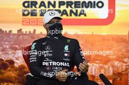 Valtteri Bottas (FIN) Mercedes AMG F1 in the post qualifying FIA Press Conference. 15.08.2020. Formula 1 World Championship, Rd 6, Spanish Grand Prix, Barcelona, Spain, Qualifying Day.
