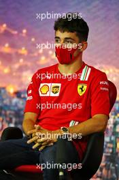 Charles Leclerc (MON) Ferrari in the FIA Press Conference. 13.08.2020. Formula 1 World Championship, Rd 6, Spanish Grand Prix, Barcelona, Spain, Preparation Day.