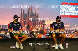 (L to R): Sergio Perez (MEX) Racing Point F1 Team and team mate Lance Stroll (CDN) Racing Point F1 Team in the FIA Press Conference. 13.08.2020. Formula 1 World Championship, Rd 6, Spanish Grand Prix, Barcelona, Spain, Preparation Day.