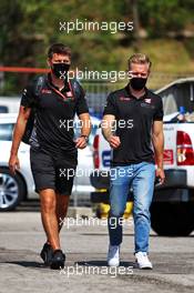 Kevin Magnussen (DEN) Haas F1 Team (Right). 13.08.2020. Formula 1 World Championship, Rd 6, Spanish Grand Prix, Barcelona, Spain, Preparation Day.