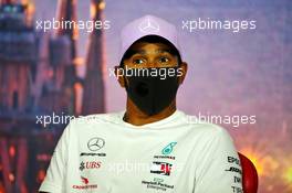 Lewis Hamilton (GBR) Mercedes AMG F1 in the FIA Press Conference. 13.08.2020. Formula 1 World Championship, Rd 6, Spanish Grand Prix, Barcelona, Spain, Preparation Day.