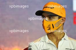 Lando Norris (GBR) McLaren in the FIA Press Conference. 13.08.2020. Formula 1 World Championship, Rd 6, Spanish Grand Prix, Barcelona, Spain, Preparation Day.