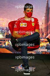 Charles Leclerc (MON) Ferrari in the FIA Press Conference. 13.08.2020. Formula 1 World Championship, Rd 6, Spanish Grand Prix, Barcelona, Spain, Preparation Day.