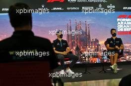 (L to R): Nicholas Latifi (CDN) Williams Racing and team mate George Russell (GBR) Williams Racing in the FIA Press Conference. 13.08.2020. Formula 1 World Championship, Rd 6, Spanish Grand Prix, Barcelona, Spain, Preparation Day.