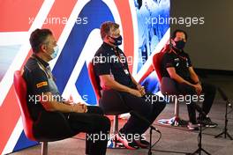 The FIA Press Conference (L to R): Mario Isola (ITA) Pirelli Racing Manager; Otmar Szafnauer (USA) Racing Point F1 Team Principal and CEO; Toyoharu Tanabe (JPN) Honda Racing F1 Technical Director. 31.07.2020. Formula 1 World Championship, Rd 4, British Grand Prix, Silverstone, England, Practice Day.