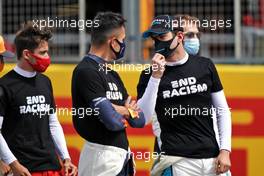 Nicholas Latifi (CDN) Williams Racing and Alexander Albon (THA) Red Bull Racing on the grid.                                02.08.2020. Formula 1 World Championship, Rd 4, British Grand Prix, Silverstone, England, Race Day.