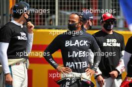 (L to R): Nicholas Latifi (CDN) Williams Racing and Lewis Hamilton (GBR) Mercedes AMG F1 on the grid. 02.08.2020. Formula 1 World Championship, Rd 4, British Grand Prix, Silverstone, England, Race Day.