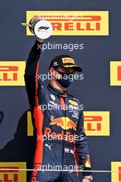 Max Verstappen (NLD) Red Bull Racing celebrates his second position on the podium. 02.08.2020. Formula 1 World Championship, Rd 4, British Grand Prix, Silverstone, England, Race Day.