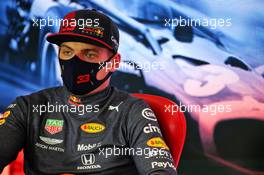 Second placed Max Verstappen (NLD) Red Bull Racing in the post race FIA Press Conference. 02.08.2020. Formula 1 World Championship, Rd 4, British Grand Prix, Silverstone, England, Race Day.