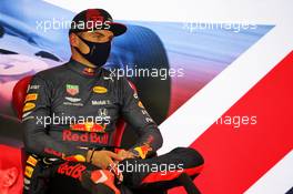Second placed Max Verstappen (NLD) Red Bull Racing in the post race FIA Press Conference. 02.08.2020. Formula 1 World Championship, Rd 4, British Grand Prix, Silverstone, England, Race Day.