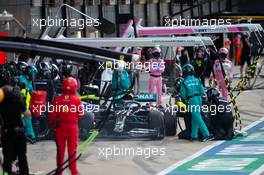 Valtteri Bottas (FIN) Mercedes AMG F1 W11 makes a pit stop. 02.08.2020. Formula 1 World Championship, Rd 4, British Grand Prix, Silverstone, England, Race Day.