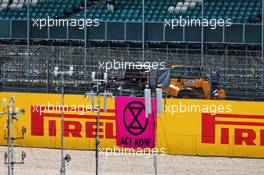 Extinction Rebellion activists trackside. 02.08.2020. Formula 1 World Championship, Rd 4, British Grand Prix, Silverstone, England, Race Day.