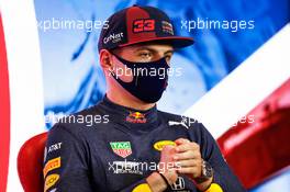 Max Verstappen (NLD) Red Bull Racing in the post qualifying FIA Press Conference. 01.08.2020. Formula 1 World Championship, Rd 4, British Grand Prix, Silverstone, England, Qualifying Day.