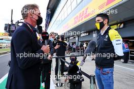 David Coulthard (GBR) Red Bull Racing and Scuderia Toro Advisor / Channel 4 F1 Commentator with Esteban Ocon (FRA) Renault F1 Team. 02.08.2020. Formula 1 World Championship, Rd 4, British Grand Prix, Silverstone, England, Race Day.
