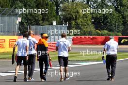 Lando Norris (GBR) McLaren walks the circuit with the team. 30.07.2020. Formula 1 World Championship, Rd 4, British Grand Prix, Silverstone, England, Preparation Day.