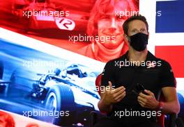 Romain Grosjean (FRA) Haas F1 Team in the FIA Press Conference. 30.07.2020. Formula 1 World Championship, Rd 4, British Grand Prix, Silverstone, England, Preparation Day.
