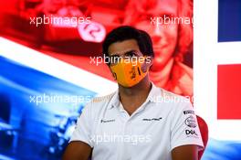 Carlos Sainz Jr (ESP) McLaren in the FIA Press Conference. 30.07.2020. Formula 1 World Championship, Rd 4, British Grand Prix, Silverstone, England, Preparation Day.